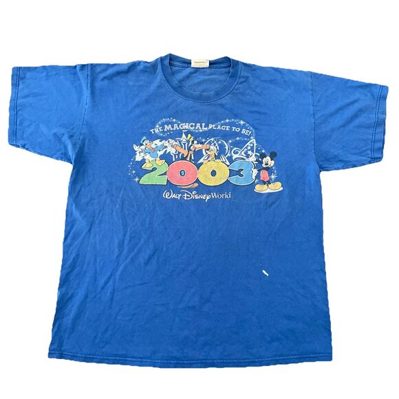 Vintage Disney World Shirt 2003 blue Size XL Mickey Donald Duck Goofy Pluto - Picture 1 of 9